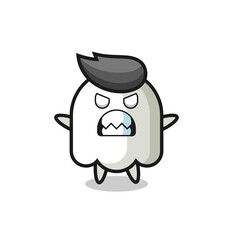 wrathful expression of the ghost mascot character