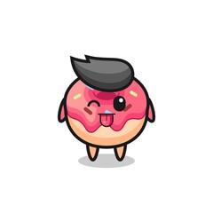 cute doughnut character in sweet expression while sticking out her tongue