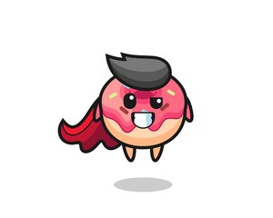 the cute doughnut character as a flying superhero