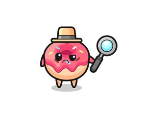 the mascot of cute doughnut as a detective