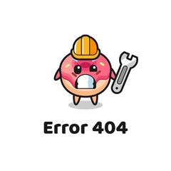 error 404 with the cute doughnut mascot