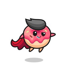 cute doughnut superhero character is flying