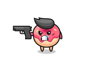the cute doughnut character shoot with a gun