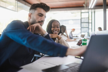 Multiethnic colleagues working together in office