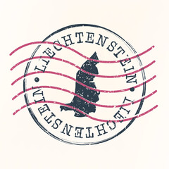 Liechtenstein Stamp Map Postal. Silhouette Seal Roads and Streets. Passport Round Design. Vector Icon. Design Retro Travel National Symbol.