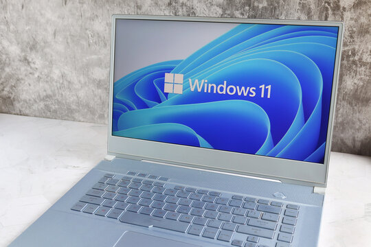 New Microsoft Windows 11 logo on computer screen : Chiang Mai, Thailand July 4, 2021