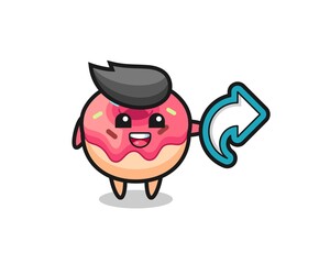 Fototapeta premium cute doughnut hold social media share symbol