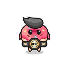 the MMA fighter doughnut mascot with a belt