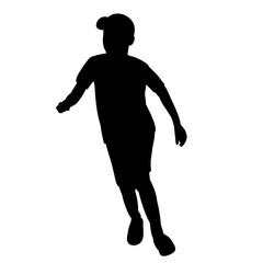 silhouette of a running child, isolated, vector