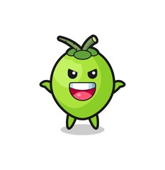 the illustration of cute coconut doing scare gesture