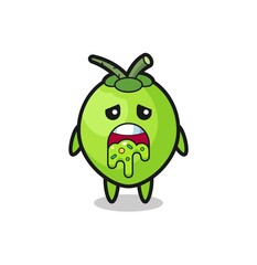 the cute coconut character with puke
