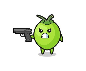 the cute coconut character shoot with a gun