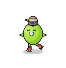 coconut cartoon as an ice skating player doing perform
