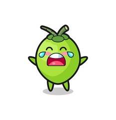 the illustration of crying coconut cute baby