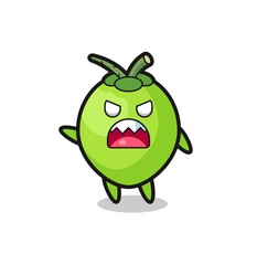 cute coconut cartoon in a very angry pose