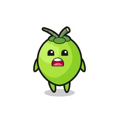 coconut illustration with apologizing expression, saying I am sorry