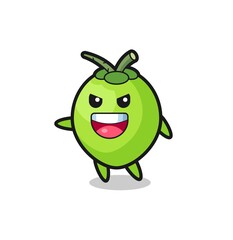 coconut cartoon with very excited pose
