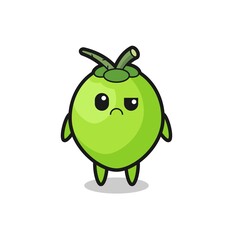 the mascot of the coconut with sceptical face