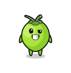 cute coconut mascot with an optimistic face