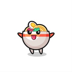 naughty noodle bowl character in mocking pose