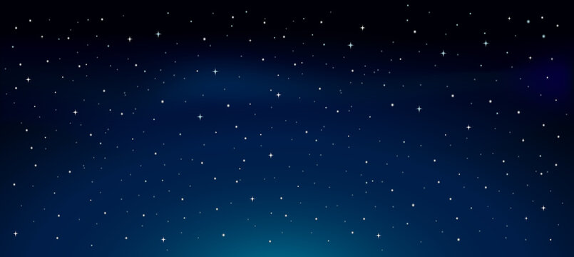 Night starry sky. Abstract background with stars. Beautiful blue night sky design. Vector stock