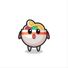 the amazed expression of the noodle bowl cartoon