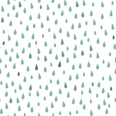 A simple abstract minimalistic pattern of random raindrops on a white background. An ornament for seasonal weather decorations. Vector graphics.