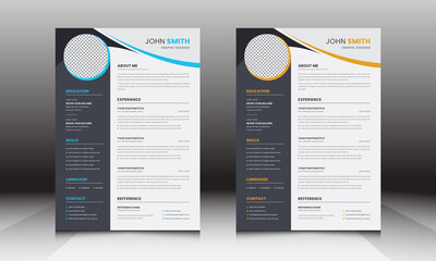 Modern Creative Professional CV/Resume with Blue, Yellow, and Gray Accents