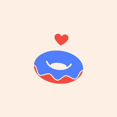 Simple flat donut icon. Minimalist design or emblem for donut shop and bakery. 