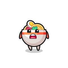 noodle bowl illustration with apologizing expression, saying I am sorry