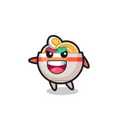 noodle bowl cartoon with very excited pose