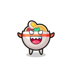 illustration of evil noodle bowl mascot character