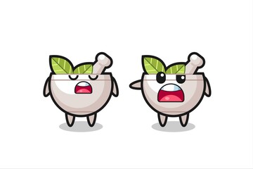 illustration of the argue between two cute herbal bowl characters