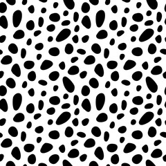 Hand drawn black and white seamless pattern with black ovals. Modern stylish texture. Good for wrapping, textile, fabric, wallpaper. Vector