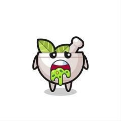 the cute herbal bowl character with puke