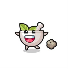 the happy herbal bowl cartoon with running pose