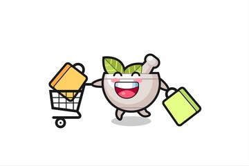 black Friday illustration with cute herbal bowl mascot