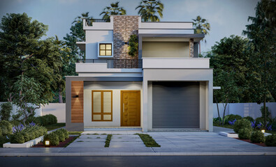 3d illustration of a newly built luxury home