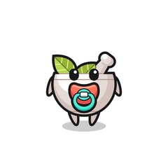 baby herbal bowl cartoon character with pacifier