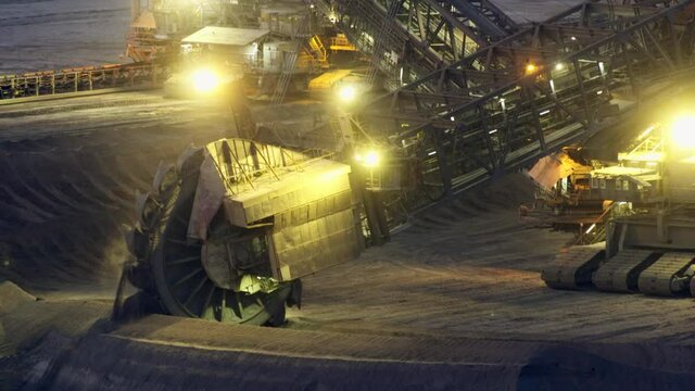 bucket wheel excavator in open-cast lignite surface mine