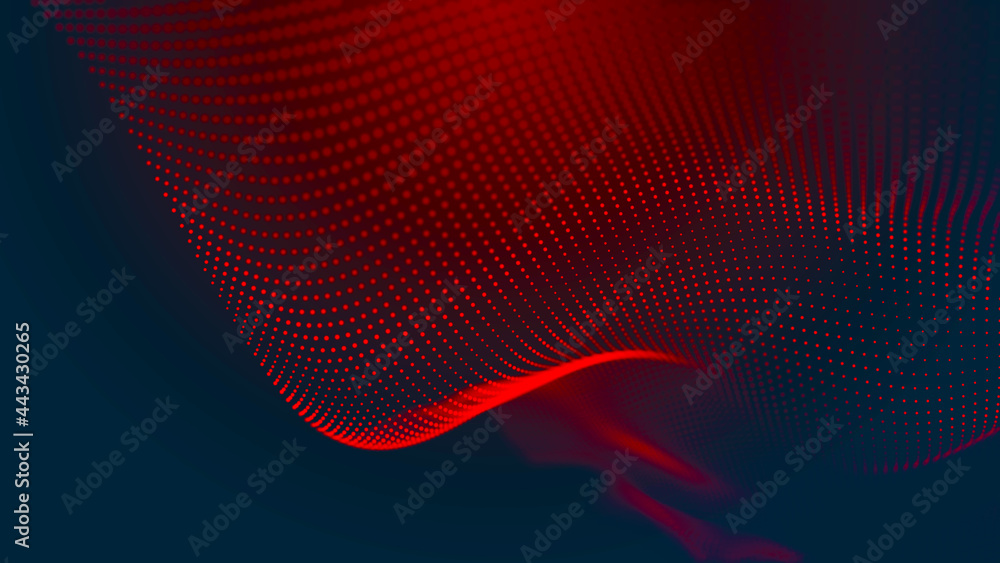 Fototapete abstract background with a dinamic wave. big data. network connection structure. 3d rendering.