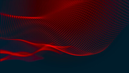 Abstract background with a dinamic wave. Big data. Network connection structure. 3D rendering.