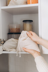 Products in eco packaging.. Eco friendly food storage, zero waste concept.