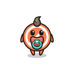baby stop sign cartoon character with pacifier