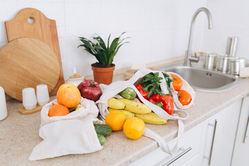 Products in eco packaging.. Eco friendly food storage, zero waste concept.