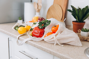 Products in eco packaging.. Eco friendly food storage, zero waste concept.