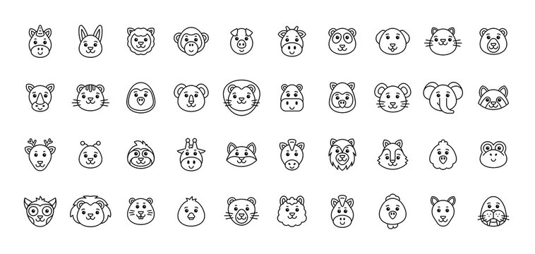 Animals Icon Set. Cartoon Animal Icon. Icon design. Template elements