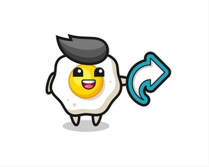 cute fried egg hold social media share symbol