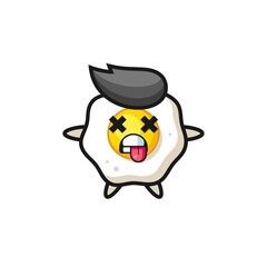 character of the cute fried egg with dead pose