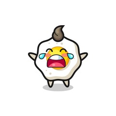 the illustration of crying fried egg cute baby